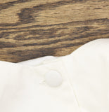 Aqua Linen Blend Square Neck Button Front Collarless Jacket Ivory Off White S