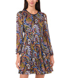 MSK Paisley Print Tiered Babydoll Metallic Chiffon Dress Black / Navy Multi PL