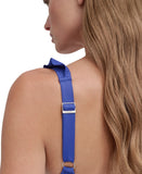 DKNY Plunge Underwire Tummy Control One-Piece Swimsuit Mediterranean Blue M