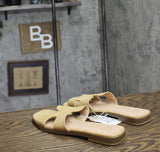 A New Day Womens Nina Raffia Wide Width H-Band Slide Sandals Beige Brown 7W