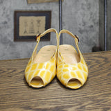 Bruno Magli Womens Vintage Leather Low Wedge Strap Sandals Yellow 6B