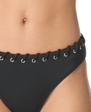 Michael Michael Kors Womens High Leg Bikini Swim Bottom MM04913 Black L
