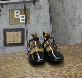 Sun + Stone Womens Cecillee 3-Strap Mary Jane Flats Black Patent 6.5M