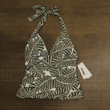 DKNY Halter V-Neck Shirred Tankini Top DIMKS215 Jungle Palm Green M