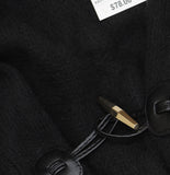 Style & Co. Womens Solid Ribbed Toggle Topper Chunky Knit SC4642501 Black