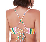 Andie Womens Fiji Striped Bikini Swim Top AT318 Rainbow Stripe Off White Multi S