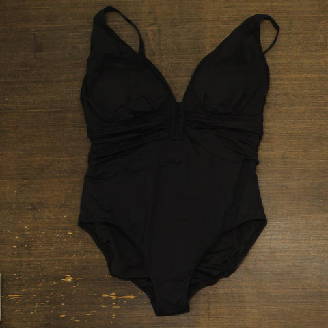 Bleu by Rod Beattie Womens Ruched U-Front One Piece Swimsuit Black 16W