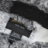 Marissa Olivia Womens Check Fuzzy 1/4 Zip Pullover Sweater Black / White Plaid L