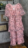 Jessica Simpson Paisley Tiered Midi Maternity Dress M9012368 Pink Multi XL