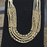 Lane Bryant Metal Beaded Multi Strand Layered Necklace Tan Brown / Gold 20" + 3"