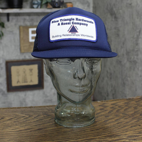 Mens Vintage Patch Blue Triangle Hardwoods Trucker Hat Cap Navy Blue OS