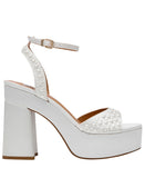 DV Dolce Vita Platform Block Heeled Pearl Dress Sandal Ivory Off White 8.5M