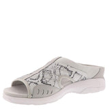Easy Spirit Womens Traciee 2 Flat Sandal Lightweight Silver Snake Gray 6.5M