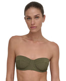 DKNY Womens Textured Molded Balconette Bikini Swim Top DIMTS470 Moss Green M