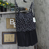 Swim Solutions Womens Plus Size Polka Dot Romper Swimsuit Rain of Dots Black 20W
