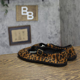 Universal Thread Flats with Ankle Strap and Memory Foam Leopard Dark Brown 7M