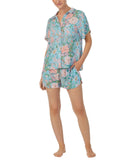 Sanctuary Womens Short Sleeve Button Up Pajama Shirt SY70004 Blue Floral S