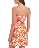 Women's Mini Cover-Up Dress with Front Tie White Sand Orange Multi M
