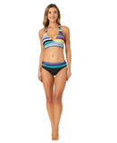 Anne Cole Barcode Stripe Halter Bikini Top Swim Barcode Stripe Blue Multi S