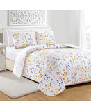 Great Bay Home Marianne Floral 3-Piece Quilt Set Colorful Bouquets White King