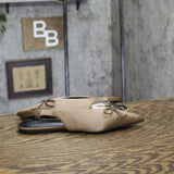 A New Day Womens Camille Satin Slingback Bow Flats Satin 94648292 Brown 7M