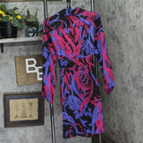 Tahari ASL Womens Printed Faux-Wrap Dress DEM643-T4 Black Cobalt 6