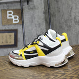 DKNY Womens Juna Lace-Up Running Sneakers K2476994 White / Black / Yellow 7.5M