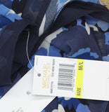 Michael Michael Kors Camo Garden Caftan Cover Up Woven New Navy Blue Multi M/L