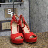 Sun + Stone Reemaa Block-Heel Platform Open-Toe Sandals 10018613300 Red 9W