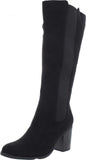 Sugar Womens Trendy Riding Boots Heeled Knee High Boot Black Oil Fabric 9M