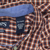Chaps Mens Easy Care Button Up Long Sleeve Shirt Pocket Red Plaid XL