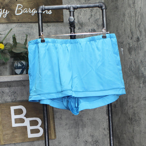 INC International Concepts Womens Stretch Satin Pajama Shorts Cyan Blue 2XL