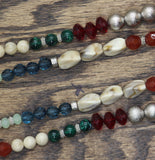 Lane Bryant Dual Strand Beaded Organic Stone Necklace Silver Gray Multi 36"