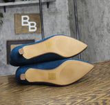 Journee Collection Womens Kitten Heeks Tenlee Chelsea Booties TENLEE Blue 9.5M