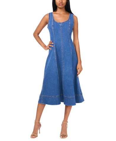 1. STATE Womens Scoop-Neck Sleeveless Denim Dress DS93397692AI Blue Quart XS