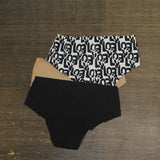 DKNY Womens 3-Pk. Litewear Cut Anywear Hipster Underwear Black Glow Love Print S