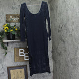 Aqua Womens Seashell Accent Treasure Crocheted Midi Dress IDO12968 Navy Blue XL