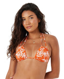Roxy Double Strap Triangle Bikini Top 434002092 Red Orange Palm M