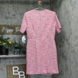 London Times Womens Surplice Faux Wrap Houndstooth Dress T7764M Pink Multi 8