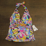 Bleu By Rod Beattie Living Color Halter Tankini Swimsuit Top White Multi 14