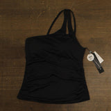 La Blanca Island Goddess One Shoulder Keyhole Tankini Swimsuit Top Black 10