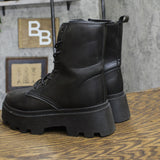 Rouge Helium Womens Lace Up Combat Boots Black 9M