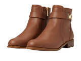 Michael Michael Kors Flat Bootie Logo Hardware Faux Leather Luggage Brown 9.5M