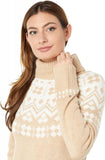 Tommy Hilfiger Frosted Yoke Turtleneck Sweater Fawn Brown / Ivory L