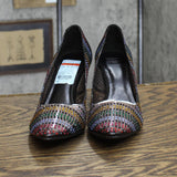 INC Womens Zitah Slip On Dressy Pumps Shoes Multi Vinyl Black 6.5M