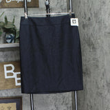 Anne Klein Womens Dressy Denim Back-Zip Skirt 10903569 Navy Blue 12