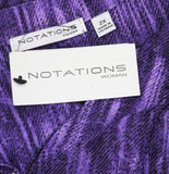 Notations Pleated Jacquard Blouse with 3/4 Bell Sleeves WNKU2046 Dark Purple 2X