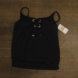 Michael Michael Kors Womens Lace Up Blouson Grommet Swim Tankini Top Black M