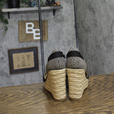 On 34th Melindaa Platform Espadrille Pump Wedge Ankle Wrap Sandals Black 6M
