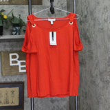 Nine West Womens Drapey Cold-Shoulder Top Red XL